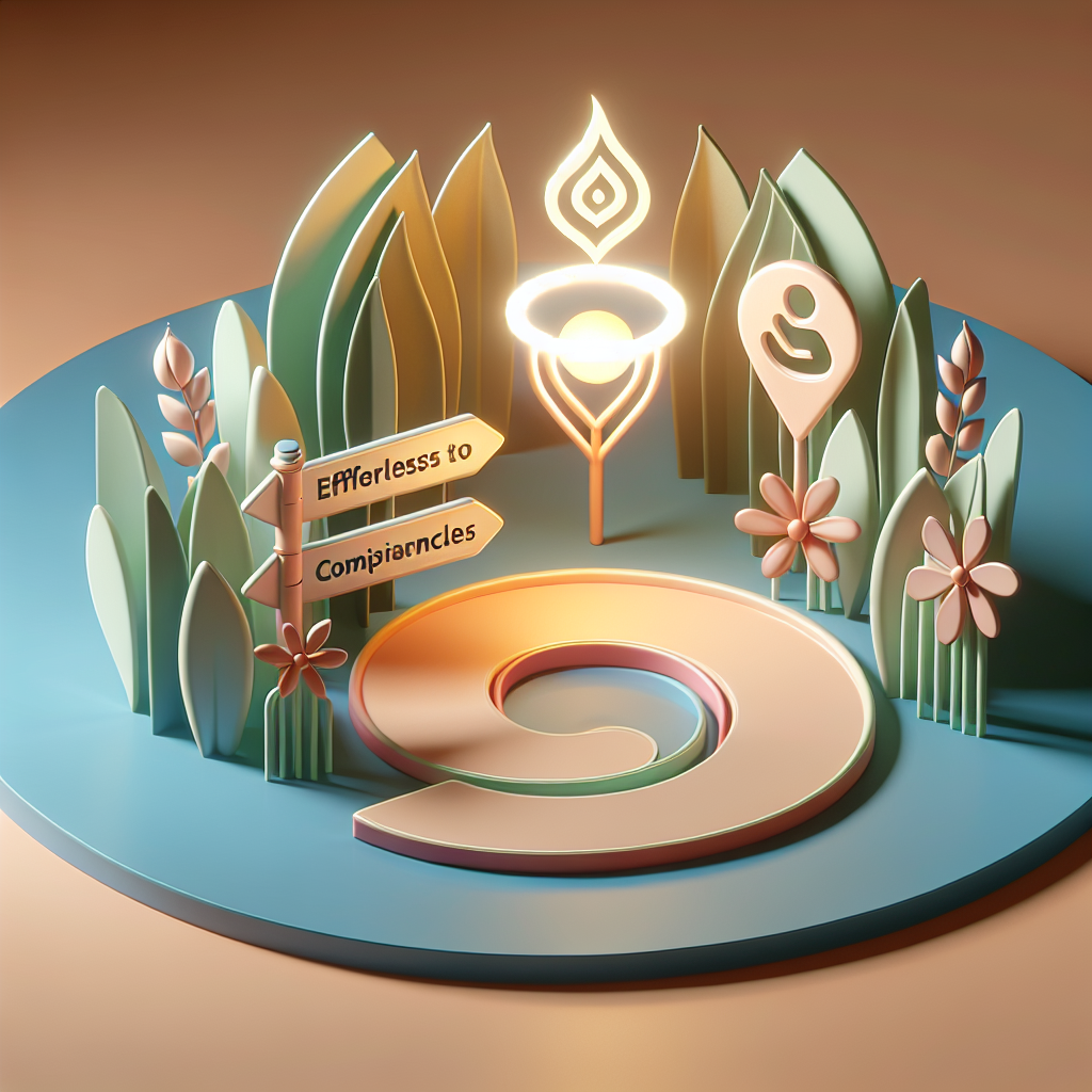 Create a high-quality, photorealistic digital scene using natural lighting effects and soft shadows. The image should visually embody the comforting and supportive theme of an 'Effortless Guide to Compassionate Allowances for ALS'. You may also include relevant symbols such as a stylized path, navigational markers, guiding light, and soft colors to depict the idea of an easy path to support and resources for people navigating the SSDI ALS Approval process. Each element should be positioned carefully to create a balanced, soothing, and informative composition.