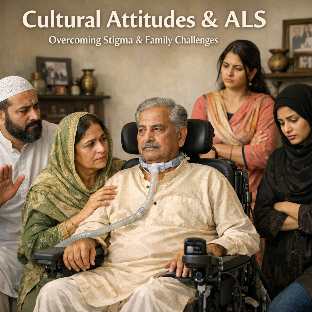 Illustration of Cultural Attitudes ALS: Overcoming Stigma & Family Challenges