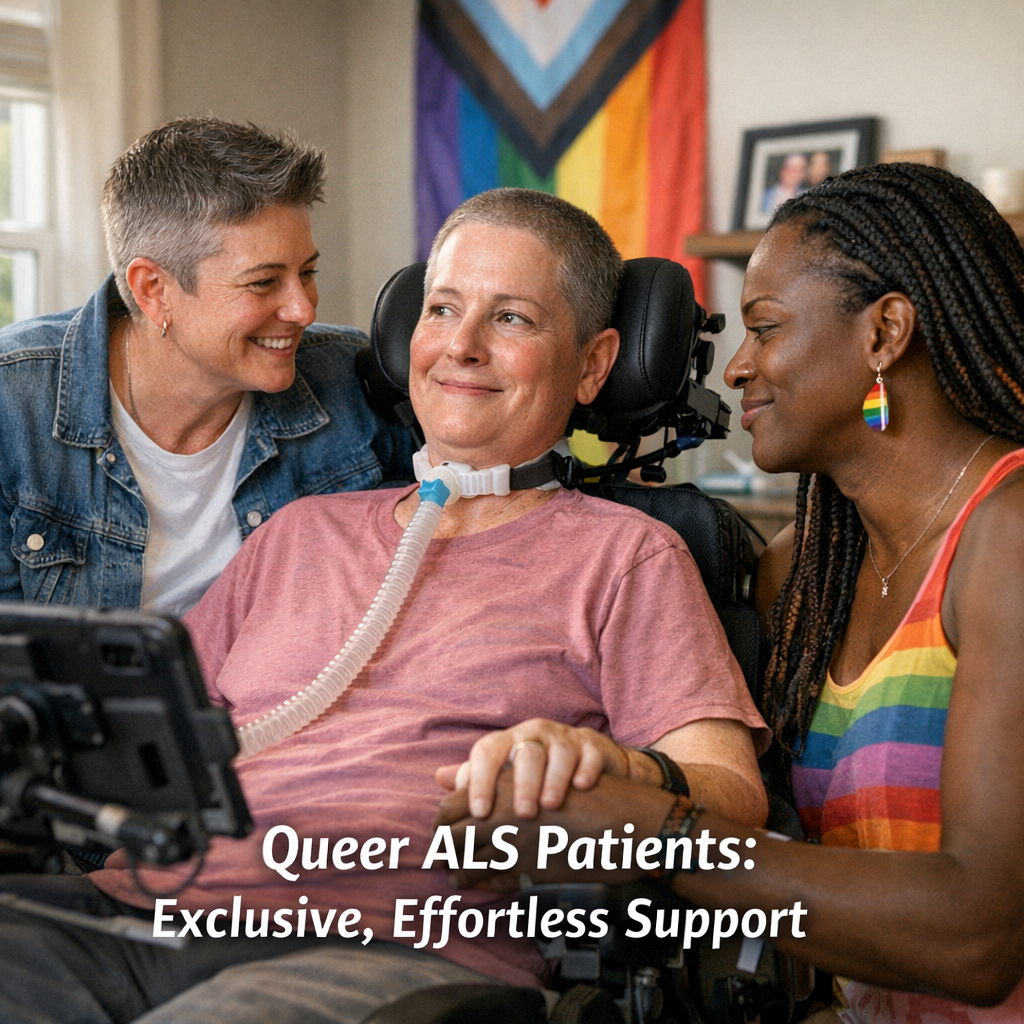 Illustration of Queer ALS Patients: Exclusive, Effortless Support